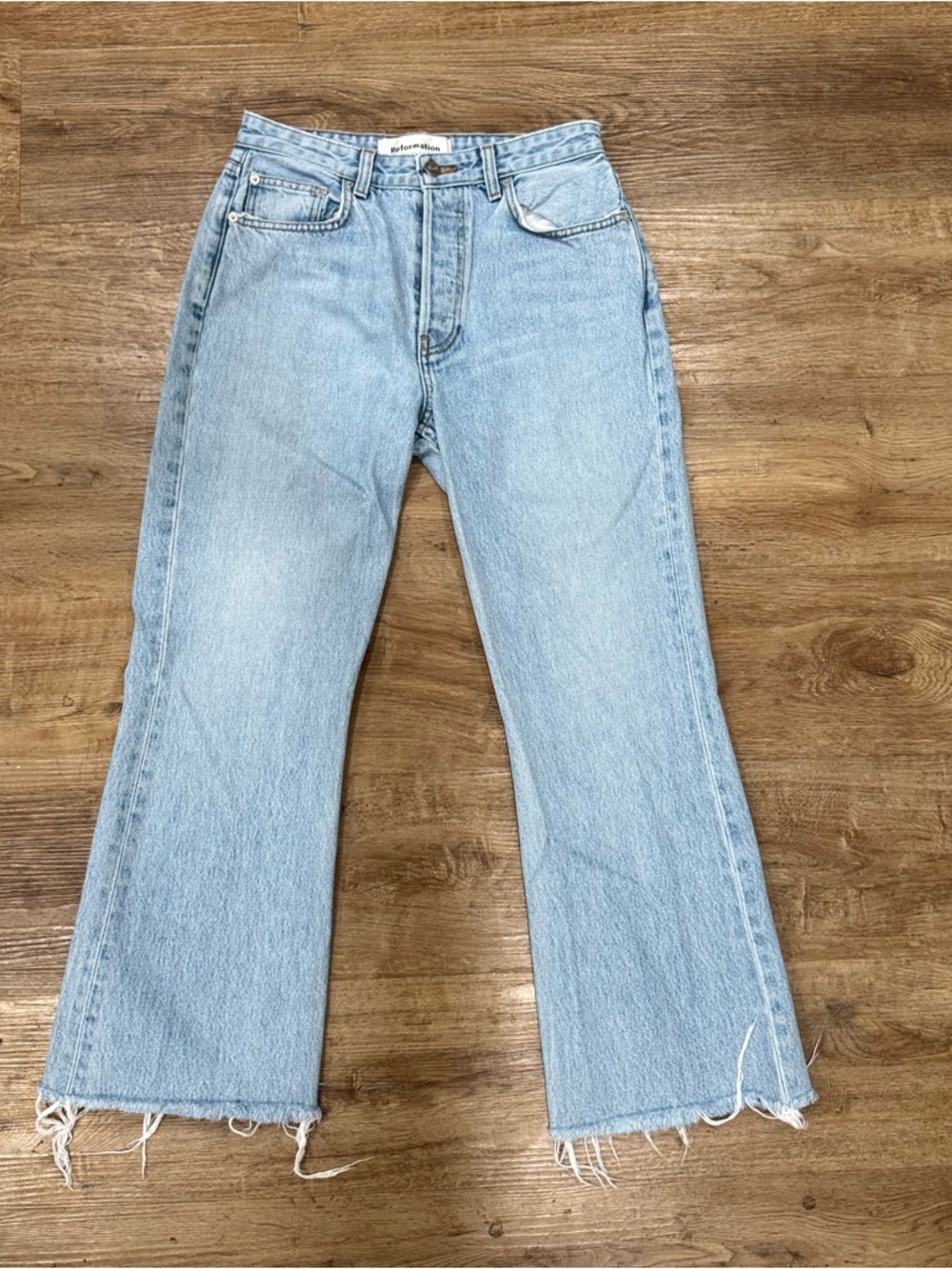 Reformation Mid Crop Flared Jeans Light Wash Size 29 70s - Picture 3 of 9